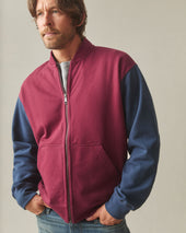 Men's Fleece Colorblock Bomber Jacket - Pomegranate Spellbound