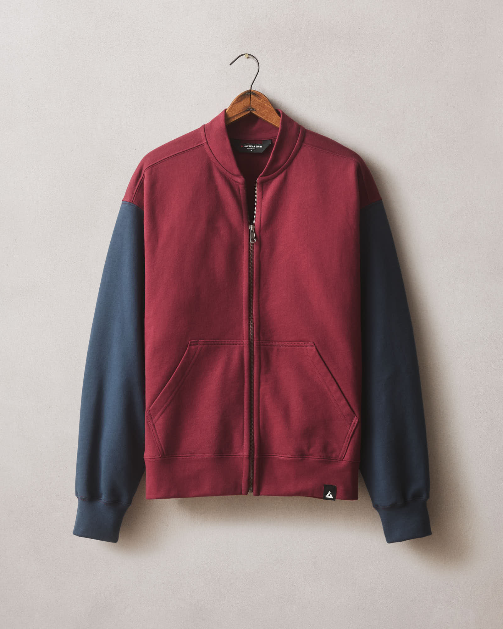 Men S Fleece Colorblock Bomber Jacket Pomegranate Spellbound