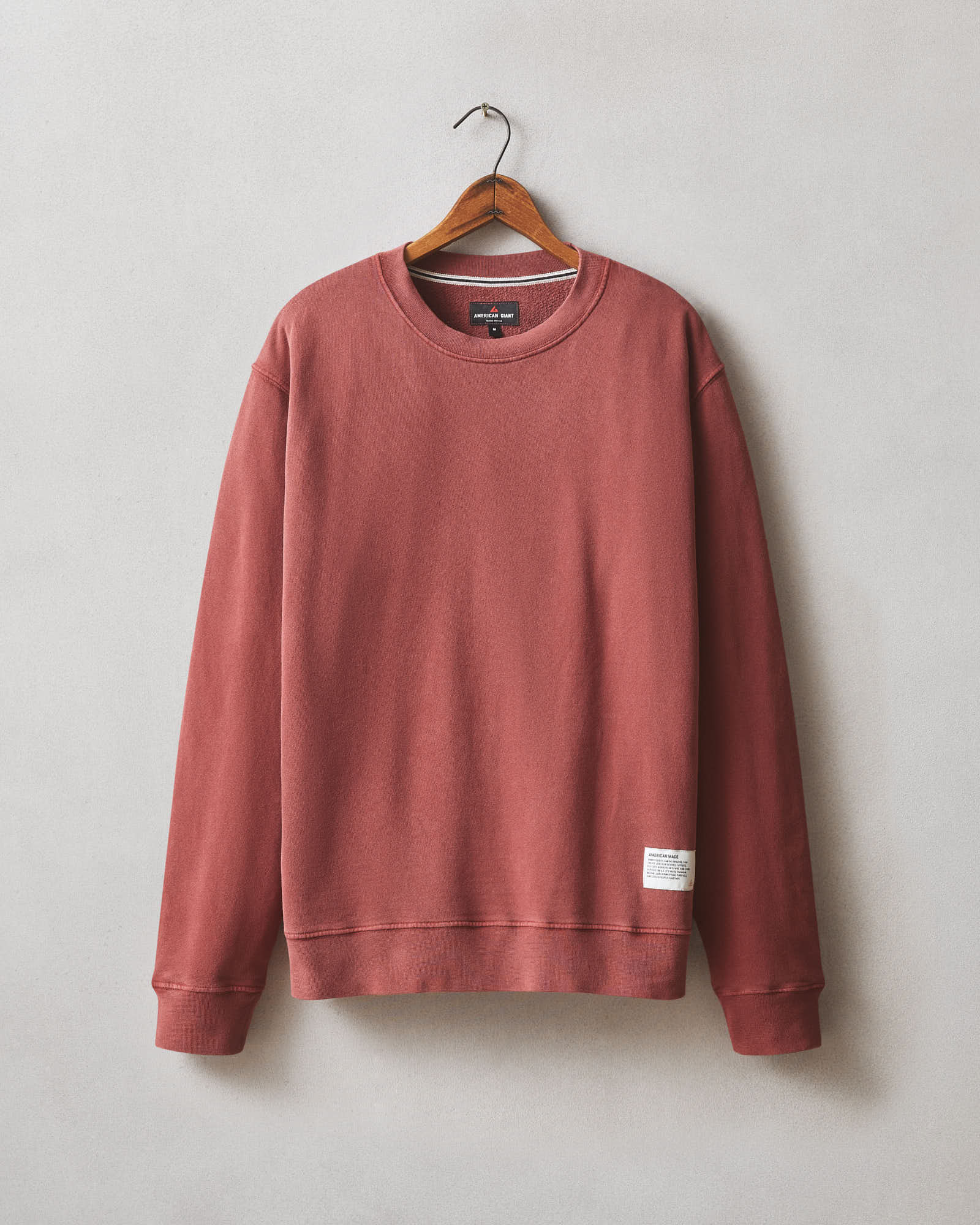 Men S Vintage Washed Relaxed French Terry Crew Russet Brown