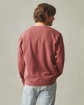 Men S Vintage Washed Relaxed French Terry Crew Russet Brown