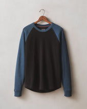 Men's French Rib Raglan Colorblock - Black Dark Denim