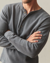 Men's French Rib Henley - Lava Smoke