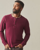 Men's French Rib Henley - Pomegranate