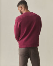 Men's French Rib Henley - Pomegranate