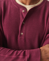 Men's French Rib Henley - Pomegranate