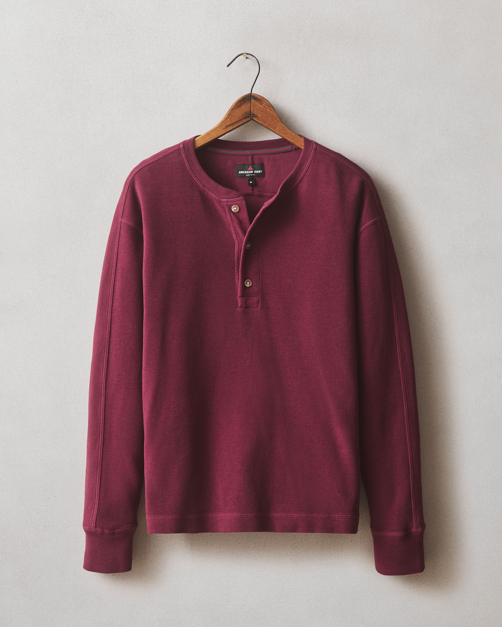 Men S French Rib Henley Pomegranate