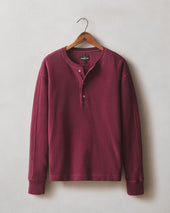 Men's French Rib Henley - Pomegranate