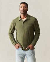 Men S Brushed Long Sleeve Polo Night Heather
