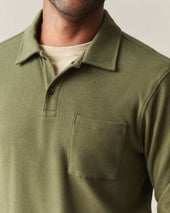 Men S Brushed Long Sleeve Polo Night Heather