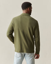 Men S Brushed Long Sleeve Polo Night Heather