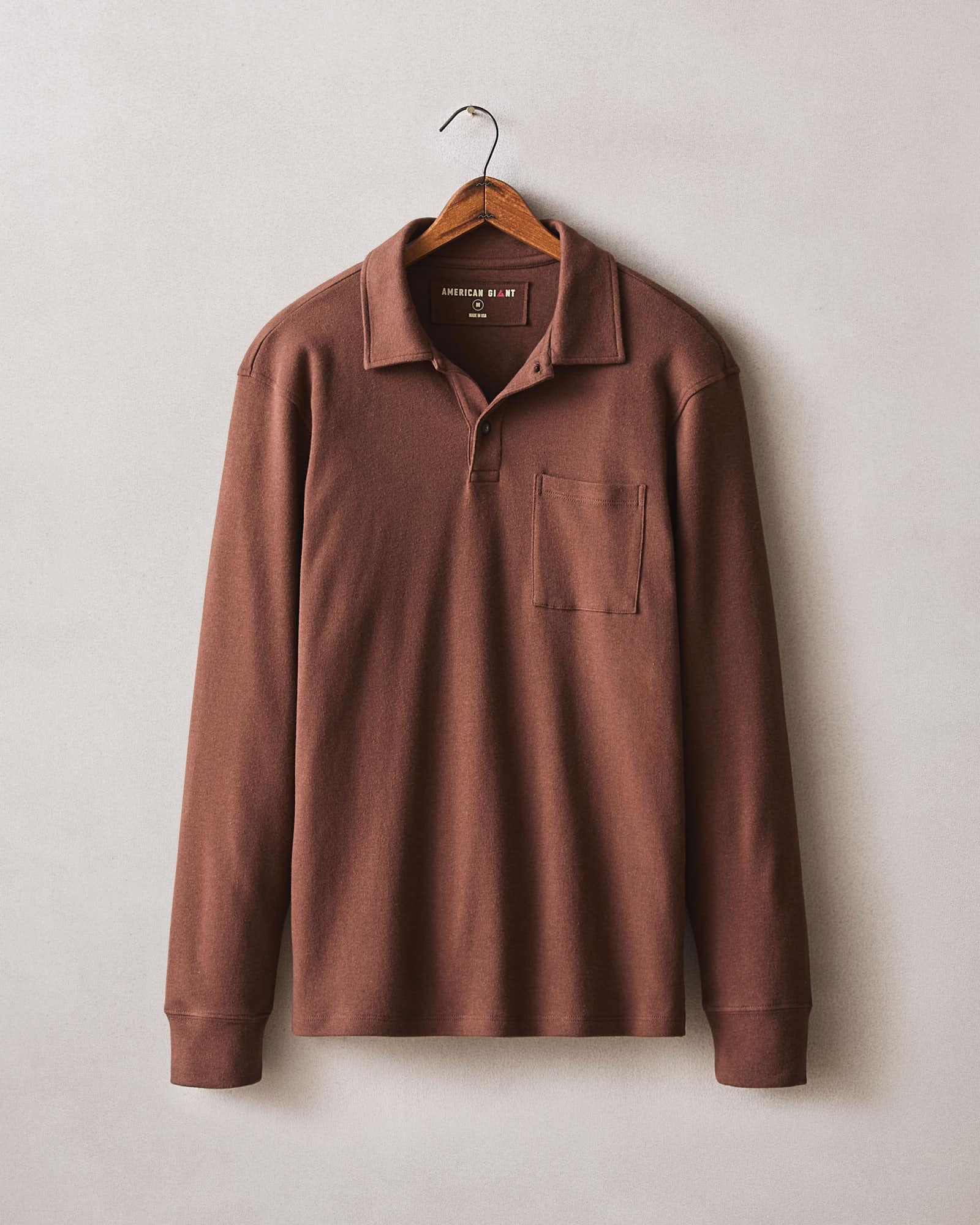 Men S Brushed Long Sleeve Polo Tiramisu Heather