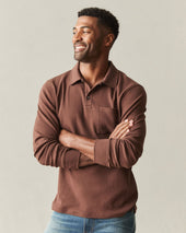 Men's Brushed Long Sleeve Polo - Tiramisu Heather