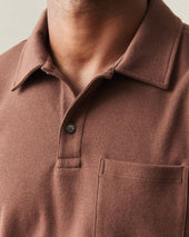 Men's Brushed Long Sleeve Polo - Tiramisu Heather