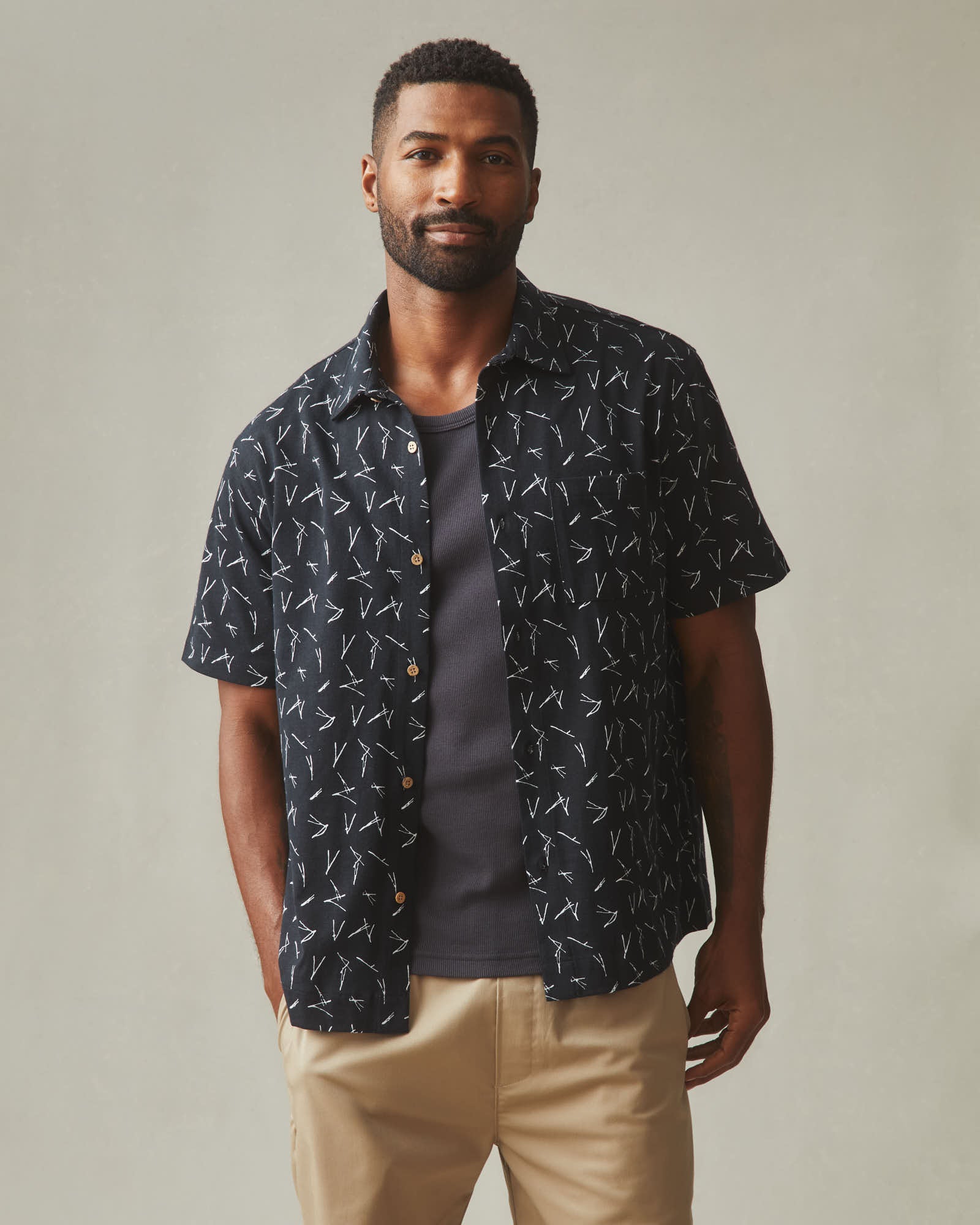 Men S Resort Shirt White Print