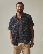Men's Resort Shirt - Black White Print