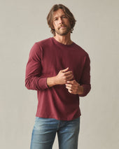 Men S Premium Slub Crew Tee Long Sleeve Bonfire Red