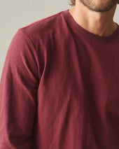 Men S Premium Slub Crew Tee Long Sleeve Bonfire Red