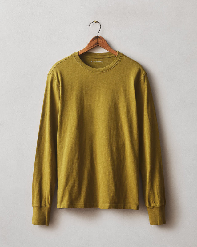 Men S Premium Slub Long Sleeve Crew Tee Fir Green