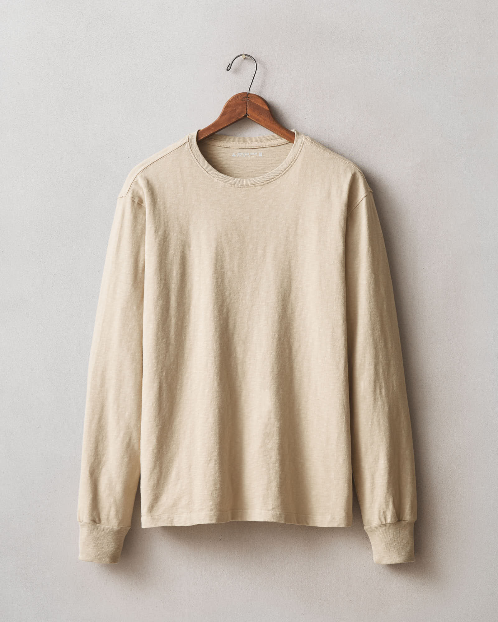 Men S Premium Slub Crew Tee Long Sleeve Pepper