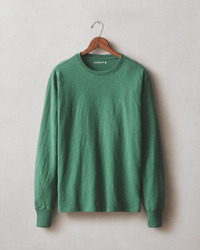 Men S Premium Slub Crew Tee Long Sleeve Green