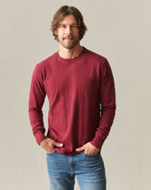 Men S Premium Slub Crew Tee Long Sleeve Syrah