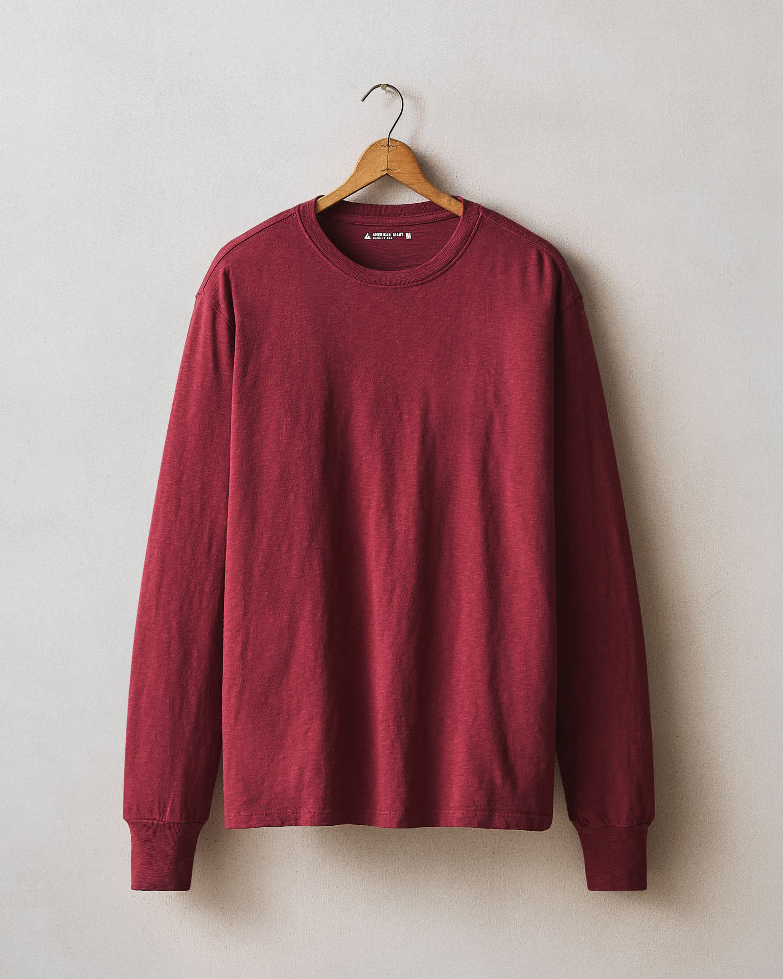 Men S Premium Slub Crew Tee Long Sleeve Syrah