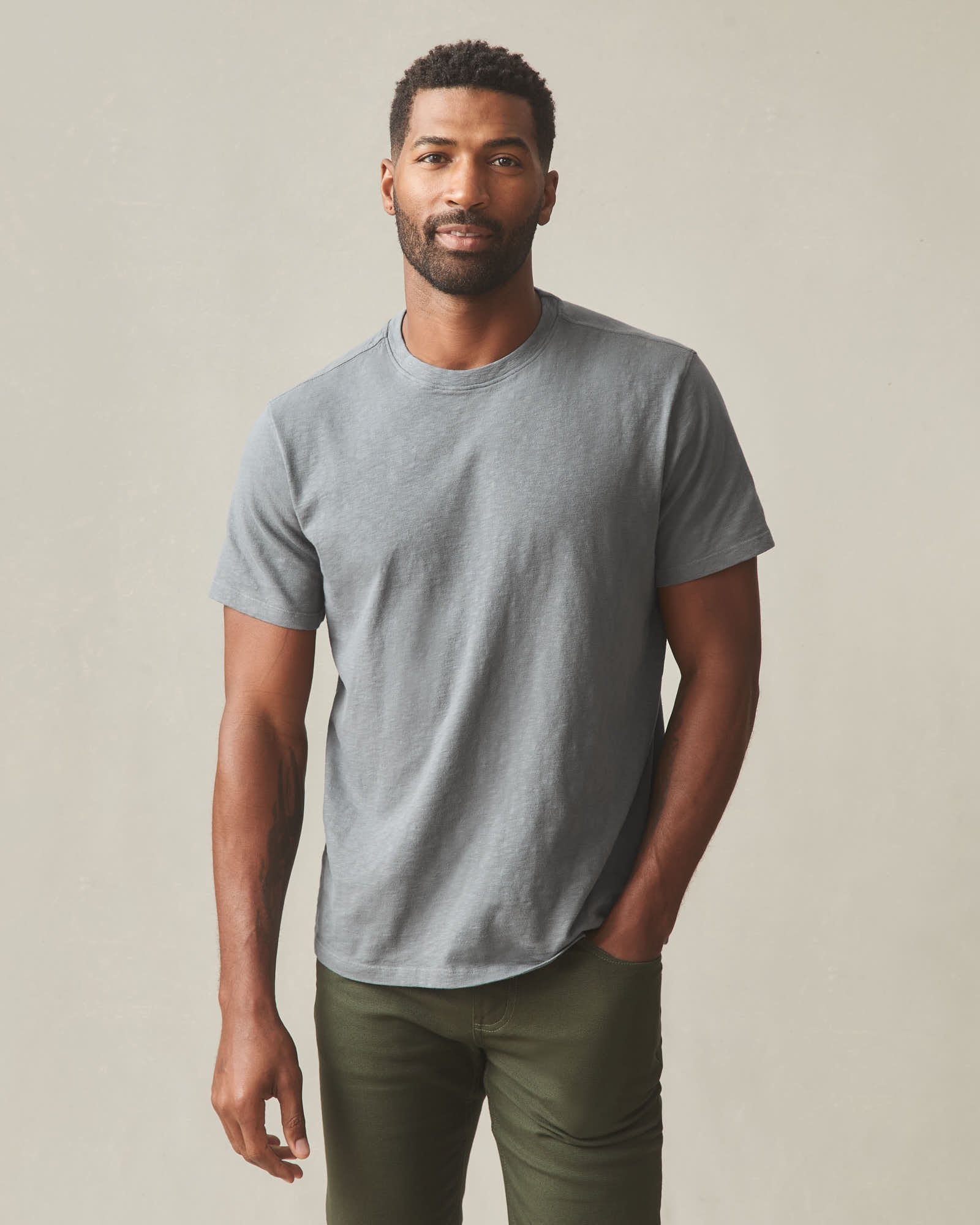 Men S Premium Slub Crew Tee Lava