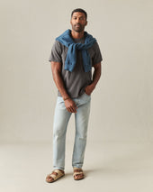 Men S Premium Slub Crew Tee Grey Pinstripe