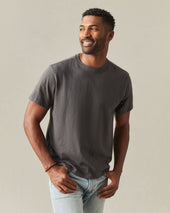 Men S Premium Slub Crew Tee Grey Pinstripe