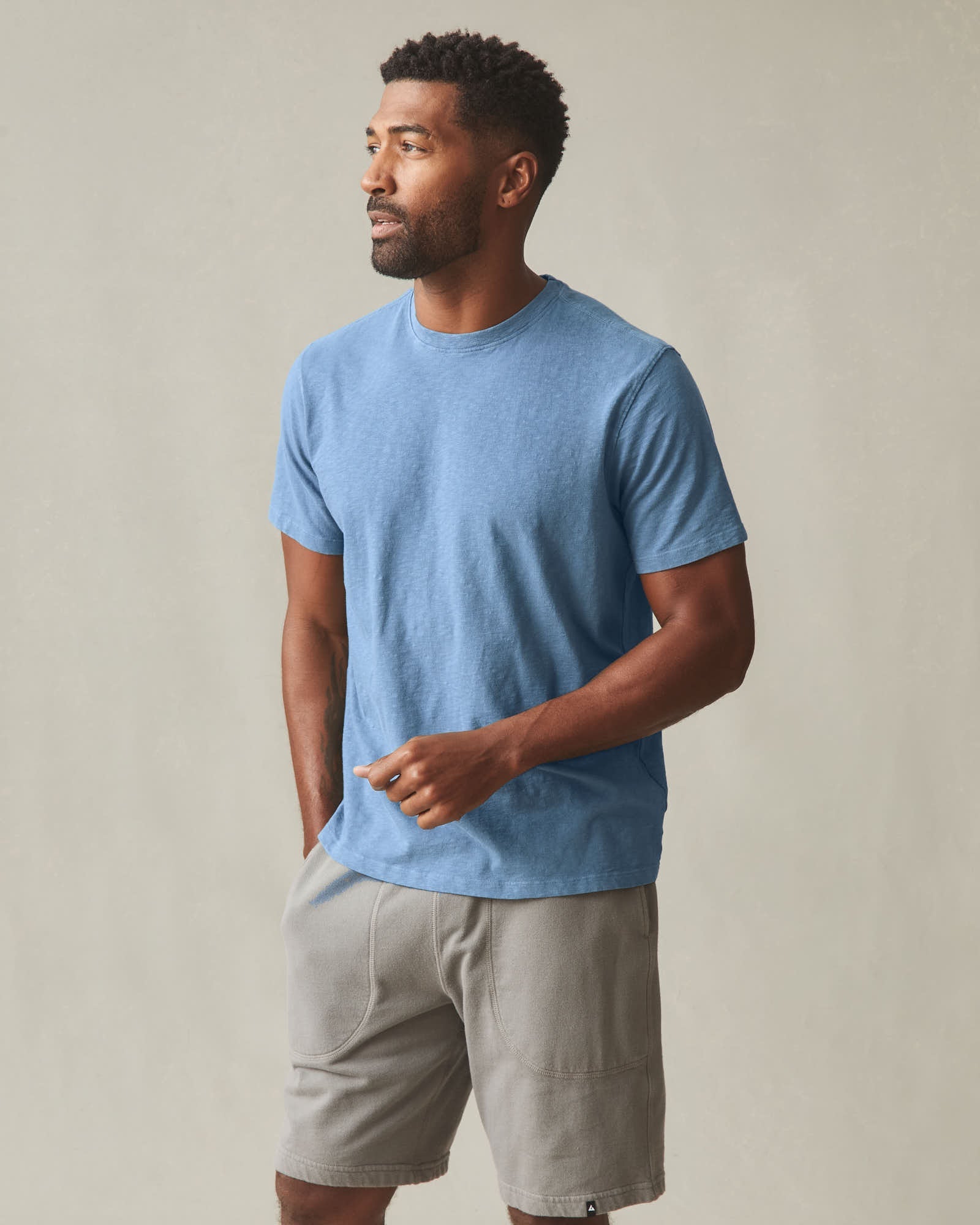 Men S Premium Slub Crew Tee Moonlight Blue