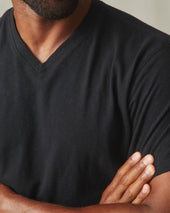 Men's Premium Slub V-Neck Tee - Black