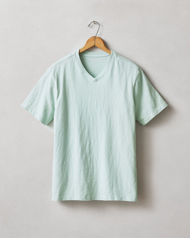 Men's Premium Slub V-Neck Tee - Grayed Jade