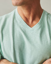 Men's Premium Slub V-Neck Tee - Grayed Jade