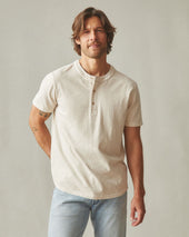Men S Broken In Premium Slub Henley Washed Creme Brulee
