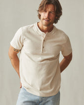 Men S Broken In Premium Slub Henley Washed Creme Brulee