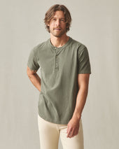 Men's Broken-In Premium Slub Henley - Washed Olive