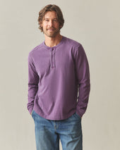 Men S Broken In Premium Slub Long Sleeve Henley Deep Purple