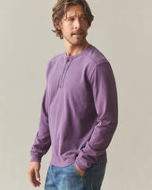 Men S Broken In Premium Slub Long Sleeve Henley Deep Purple
