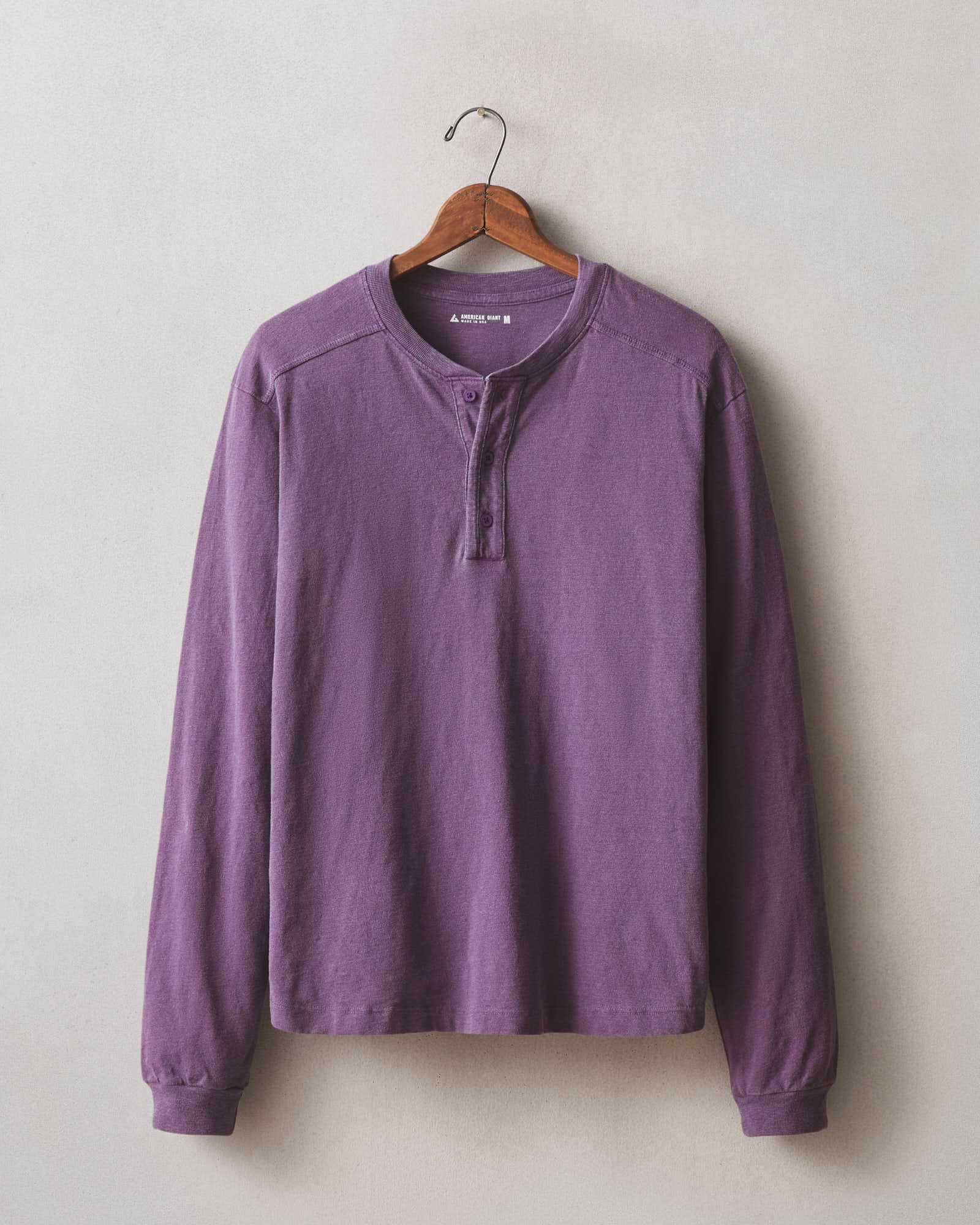 Men S Broken In Premium Slub Long Sleeve Henley Deep Purple