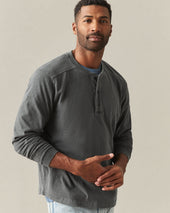 Men S Broken In Premium Slub Long Sleeve Henley Grey Pinstripe