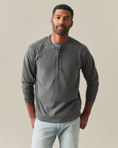 Men S Broken In Premium Slub Long Sleeve Henley Grey Pinstripe