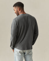 Men S Broken In Premium Slub Long Sleeve Henley Grey Pinstripe