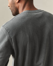 Men S Broken In Premium Slub Long Sleeve Henley Grey Pinstripe