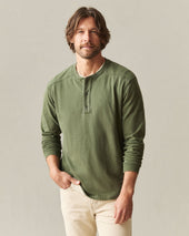 Men S Broken In Premium Slub Long Sleeve Henley Rifle Green