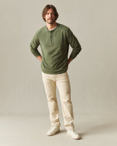 Men S Broken In Premium Slub Long Sleeve Henley Rifle Green