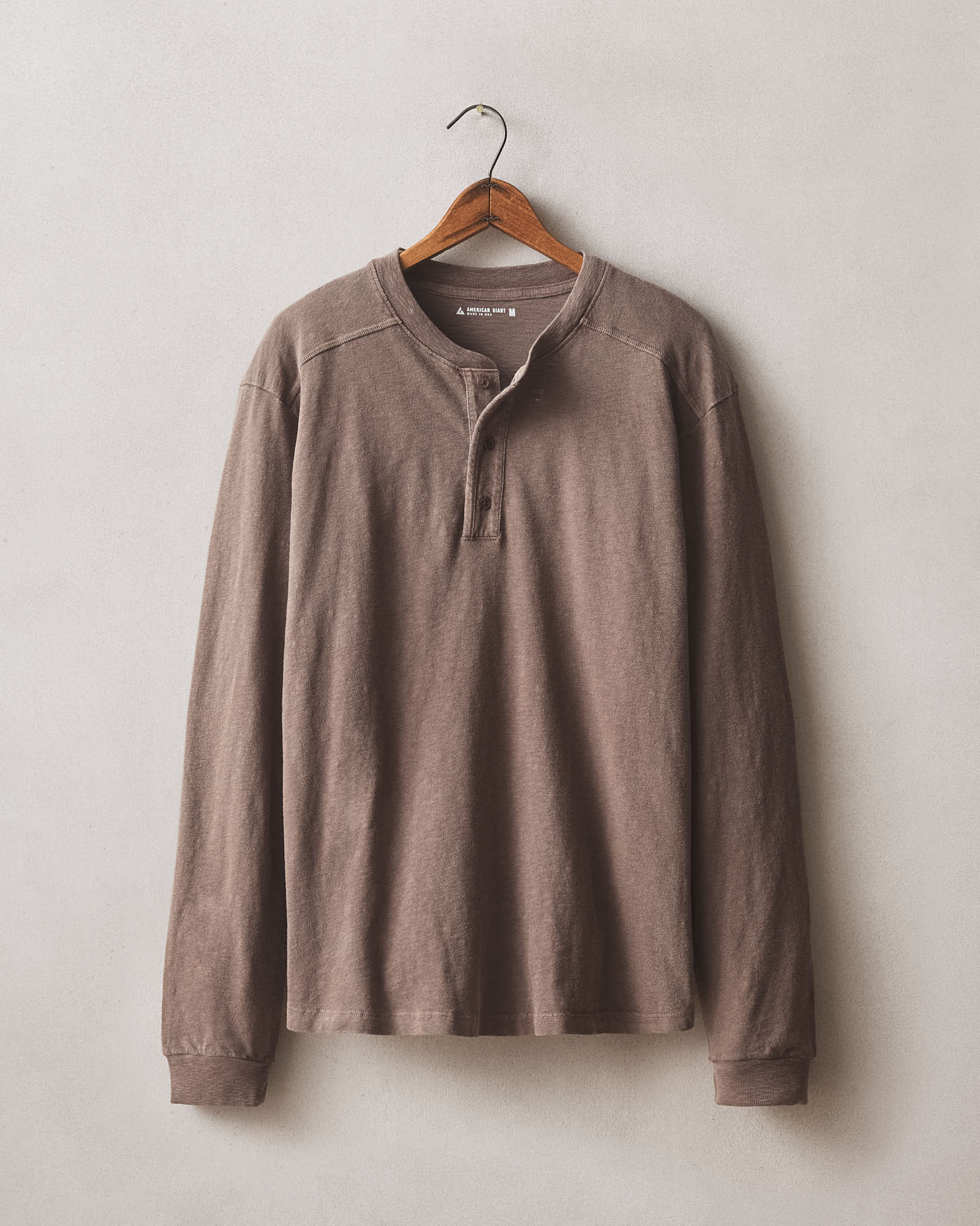Men S Broken In Premium Slub Long Sleeve Henley Washed Coffee Quartz