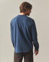 Men's broken-In Premium Slub Long Sleeve Henley - Washed Marine Navy