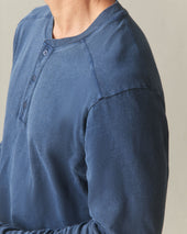 Men's broken-In Premium Slub Long Sleeve Henley - Washed Marine Navy