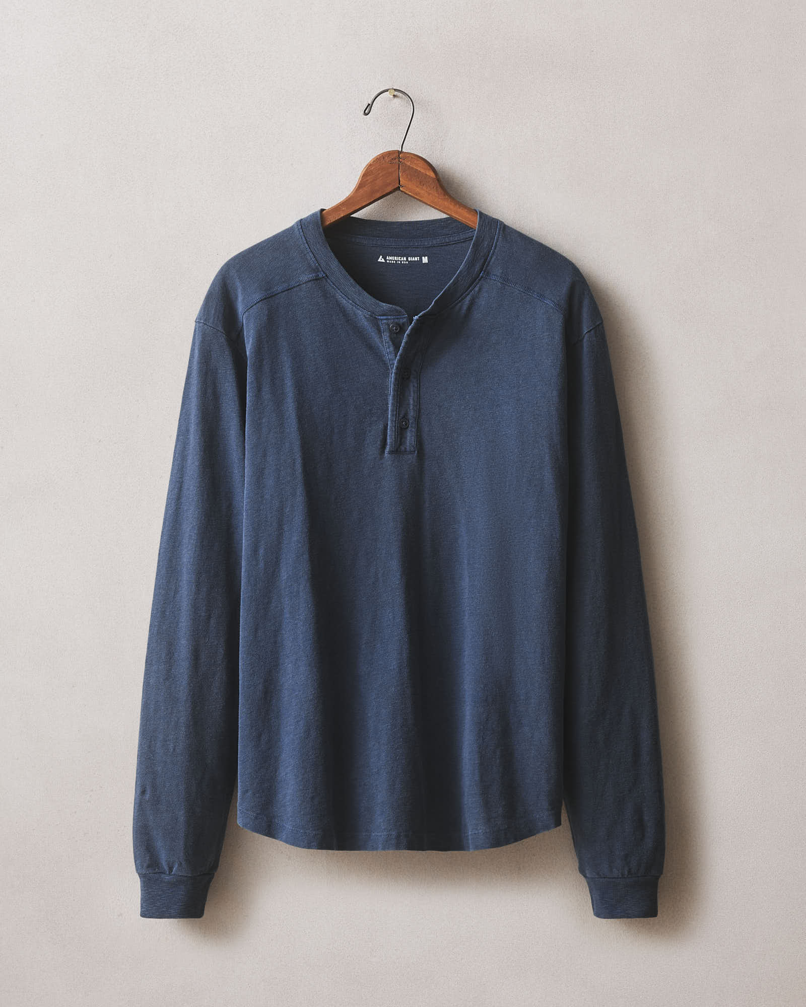 Men S Broken In Premium Slub Long Sleeve Henley Washed Marine