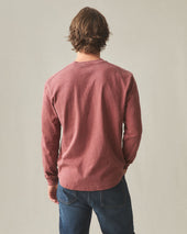 Men's Broken-In Premium Slub Long Sleeve Henley - Washed Redwood